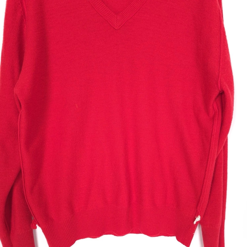 Neil Norman COLLECTION Size L 100% 2-ply CASHMERE Sweater Red Knit 564 Vintage - Picture 7 of 10